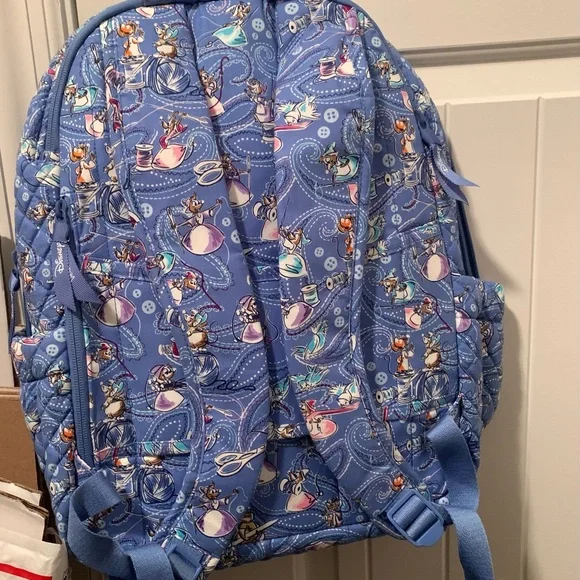 NWT Cinderella Vera Bradley disney campus backpack blue paisley friends mice - Picture 3 of 4